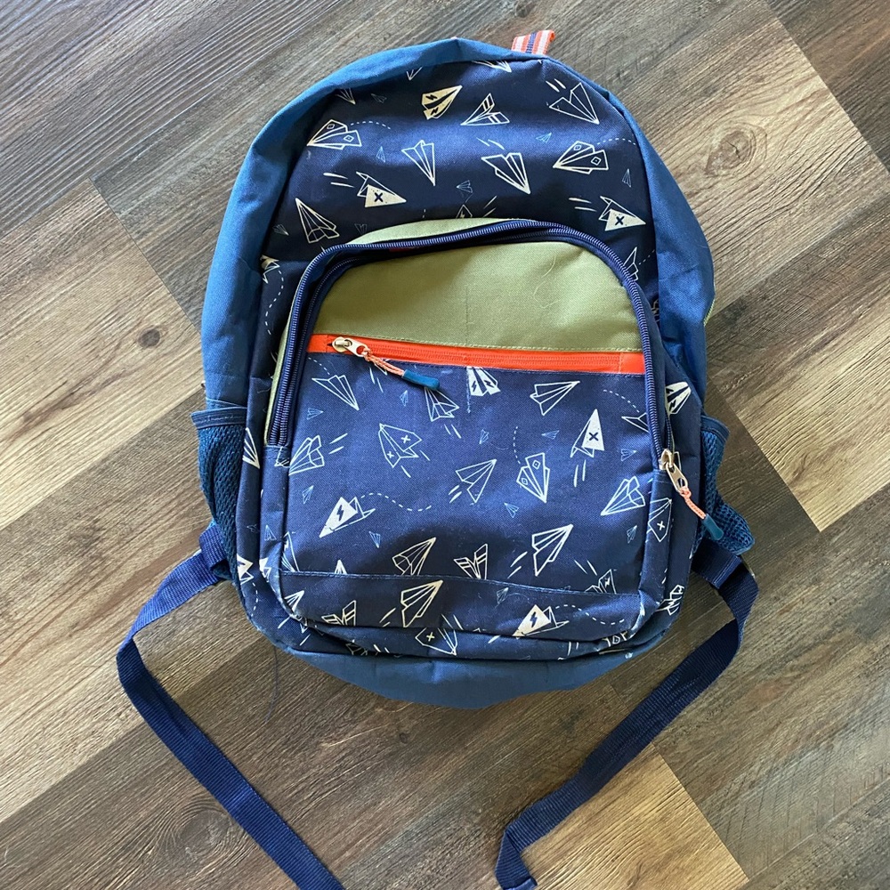 Navy Blue Paper Plane Backpack